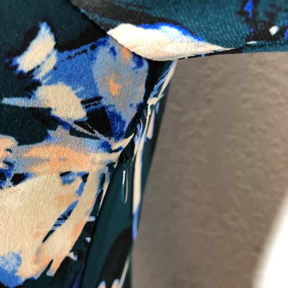 Eliza J teal green white floral faux wrap dress size 2 - Picture 9 of 16